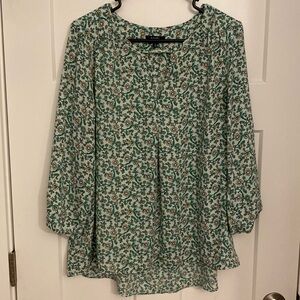 Kaari Blouse Womens EUC Size Large Floral Green Mint
